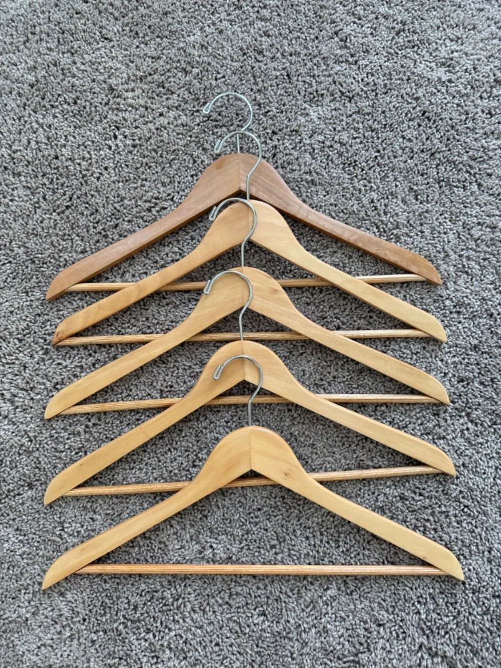 The Container Store Wooden Shirt Hanger with Ribbed Bar in Natural